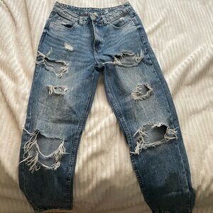 Distressed Blue Jeans